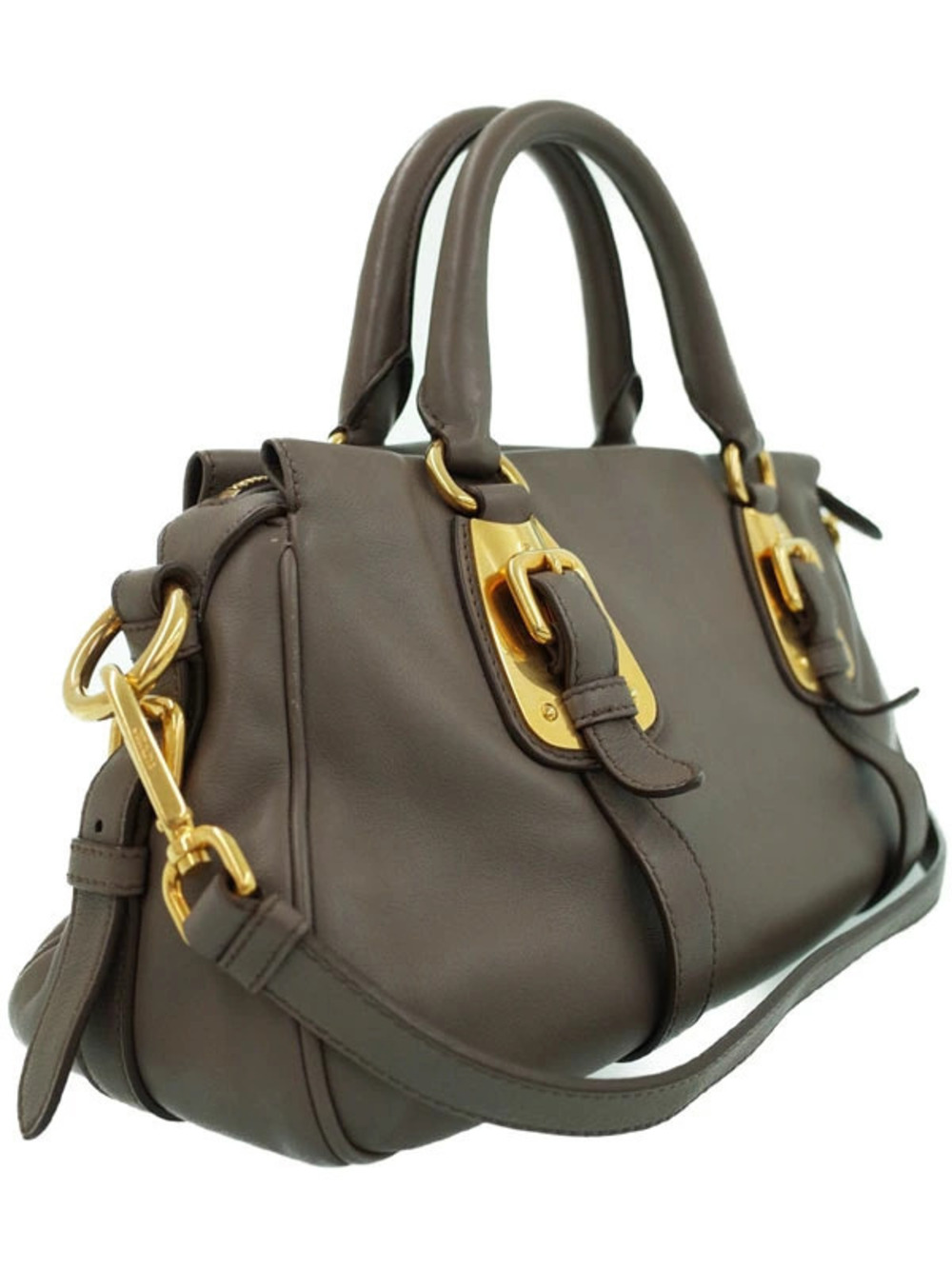 Prada Handbag Leather 2way Gray